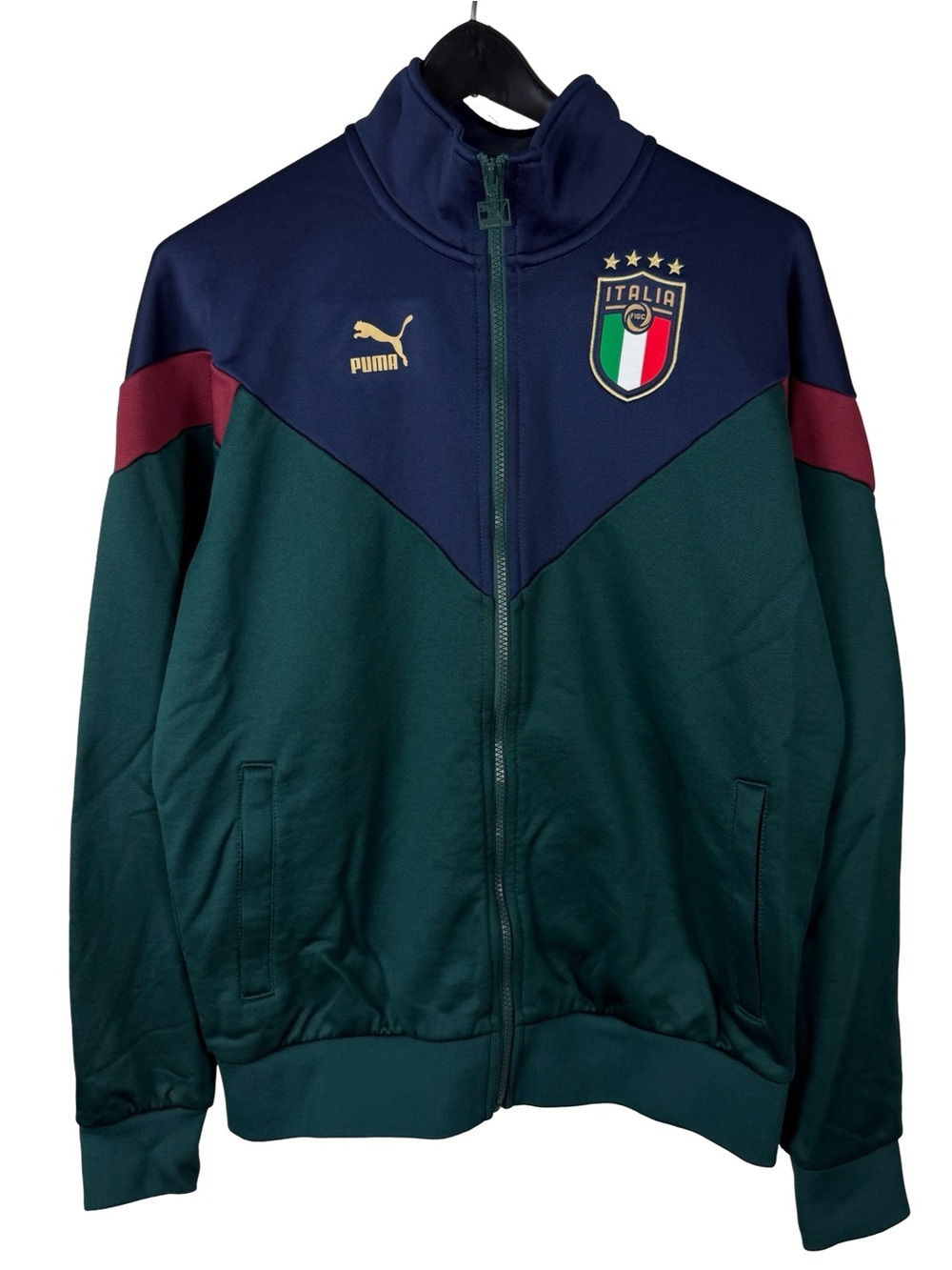 Mens Puma Roma Italia Soccer Futbol Green Blue Full Zip Track Jacket Size M